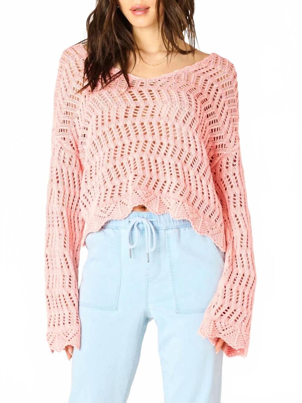 NEW DEX v-neck washed sweater in pink